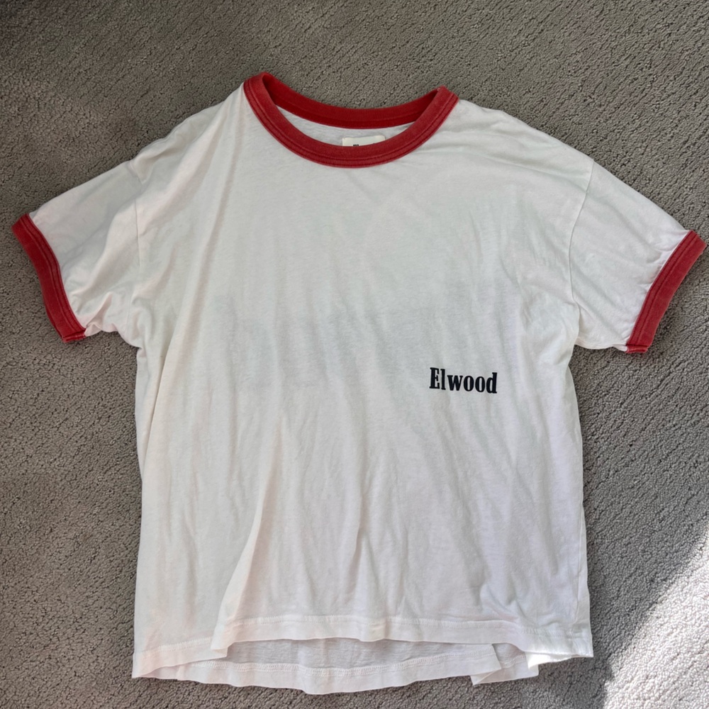Elwood Women's White and Red Short Sleeve Tee
